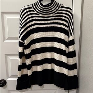 Cyrus Black and White Striped Turtleneck Sweater